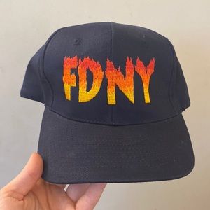 Vintage FDNY Fire Department New York Flames Retro Adjustable Strapback Cap Hat